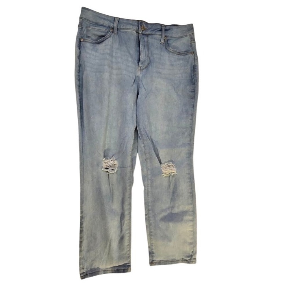 Falls Creek Womens Light Wash Distressed Straight Leg Denim Capri‎ Size 12
